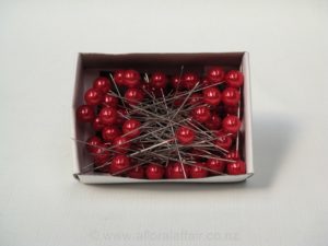 Corsage Pins Round Pearl 65mm Pk/100 Red