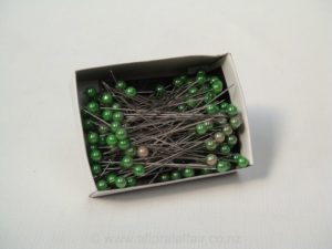 Corsage Pins Round Pearl 50mm Pk/100 Green