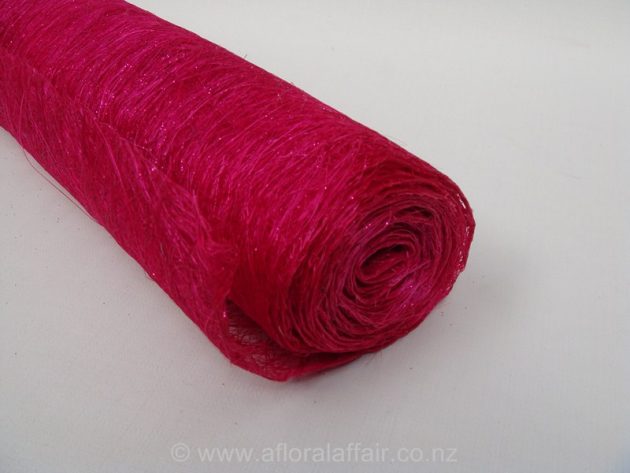 Abaca Fibre Roll with Glitter L5m x W60cm Hot Pink