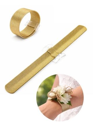 Corsage Wrist Slap Band - Gold Shimmer - pack of 4